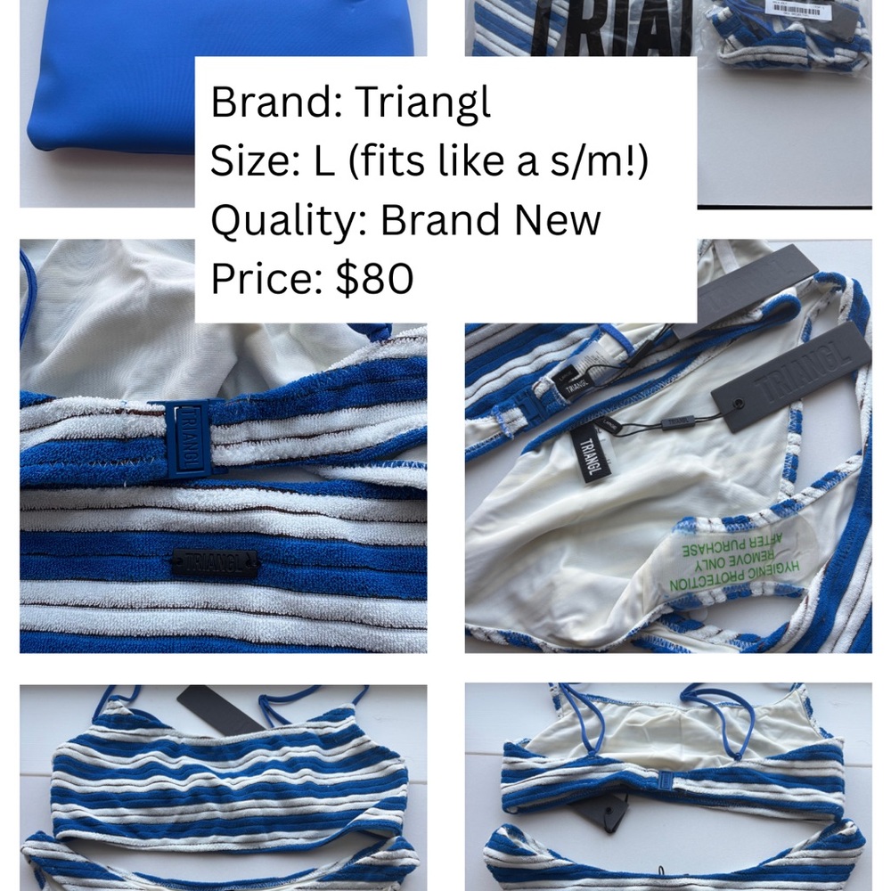 Triangl Swimwear Blue and White Bikini